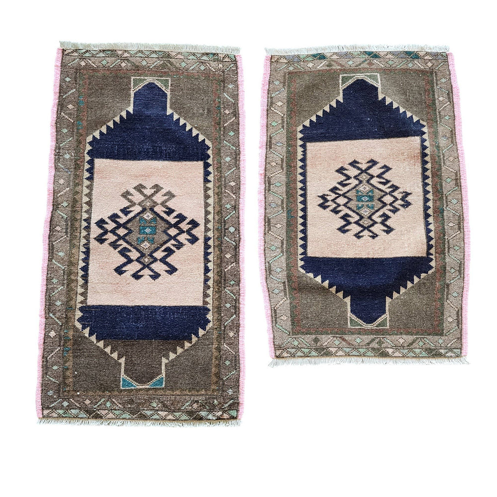 Vintage Uşak Yastık Halı 2'li Set 54 x 82 cm