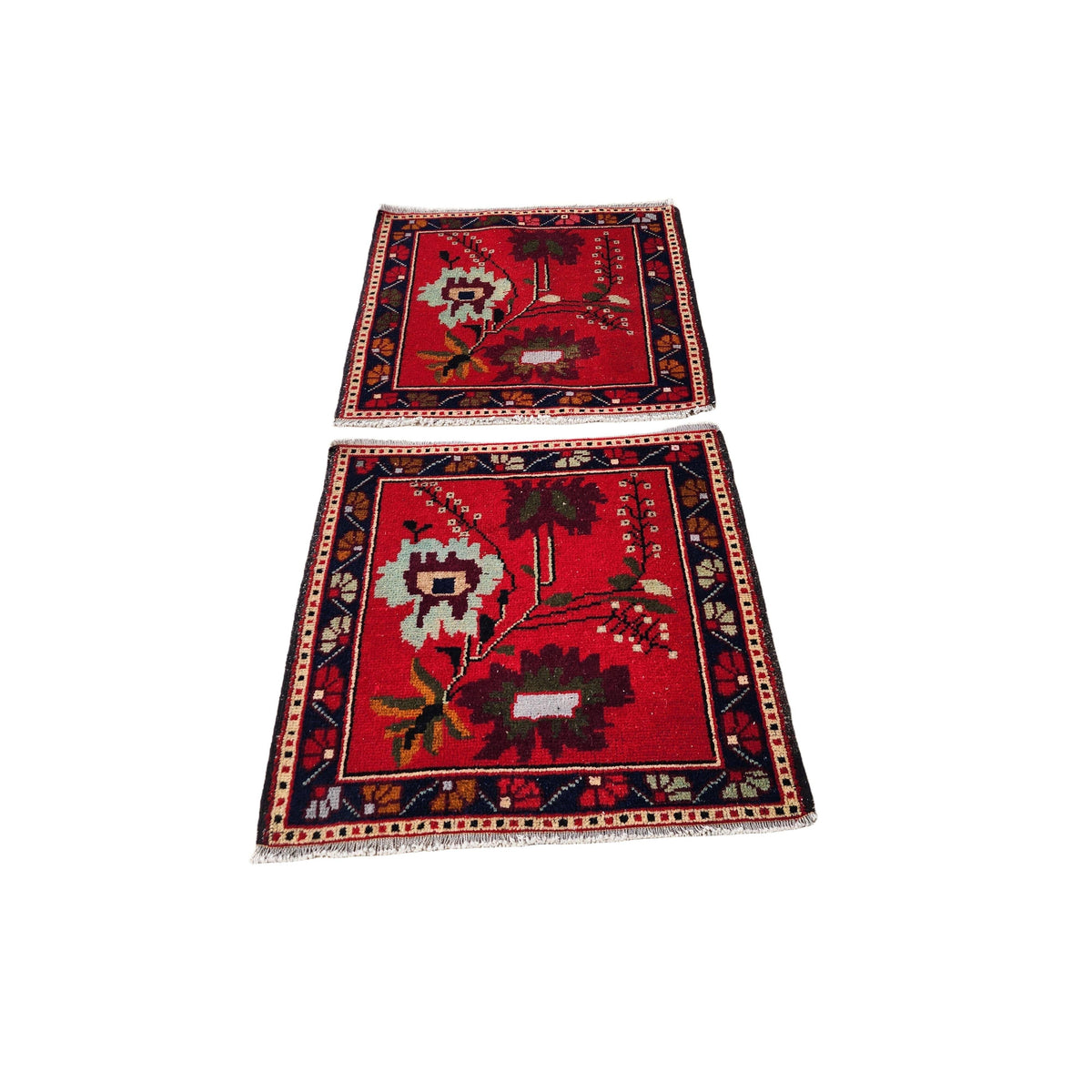 Vintage Türk Yastık Halı 2'li Set 77 x 81 cm