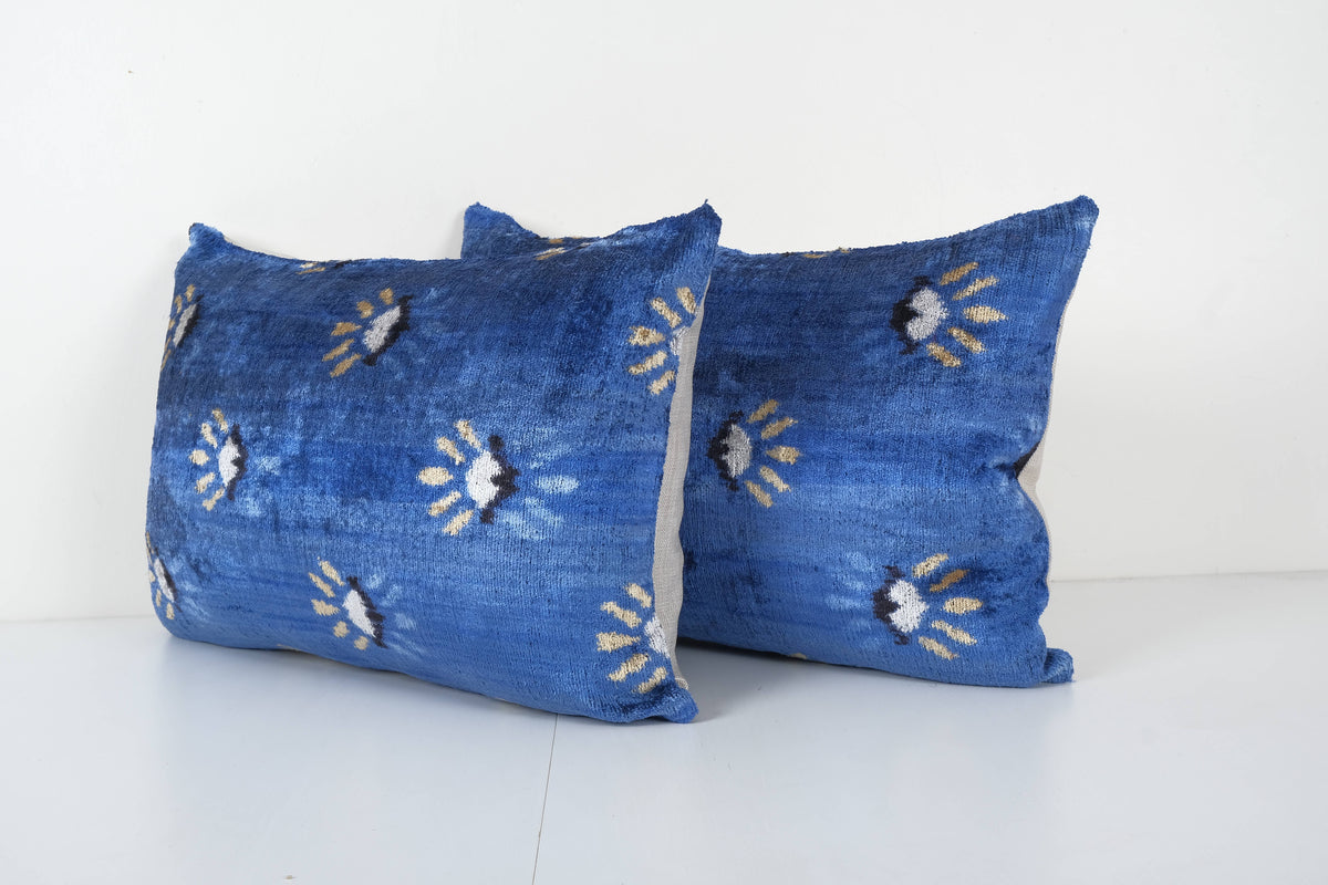 İpek Ikat Kadife Kırlent Kılıfı 2'li Set 40 x 60 cm