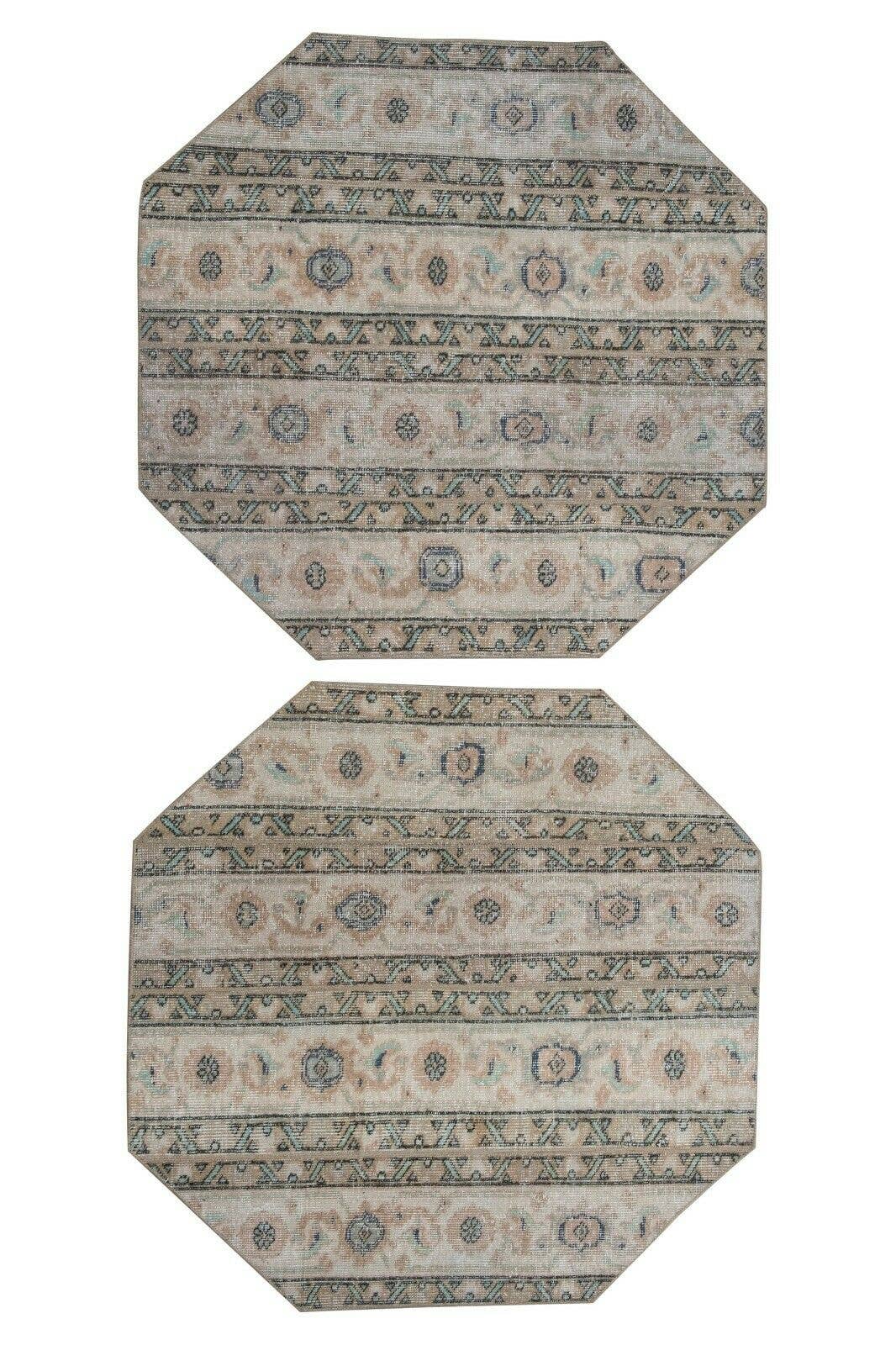 Vintage Türk Yastık Halı 2'li Set 101 x 103 cm