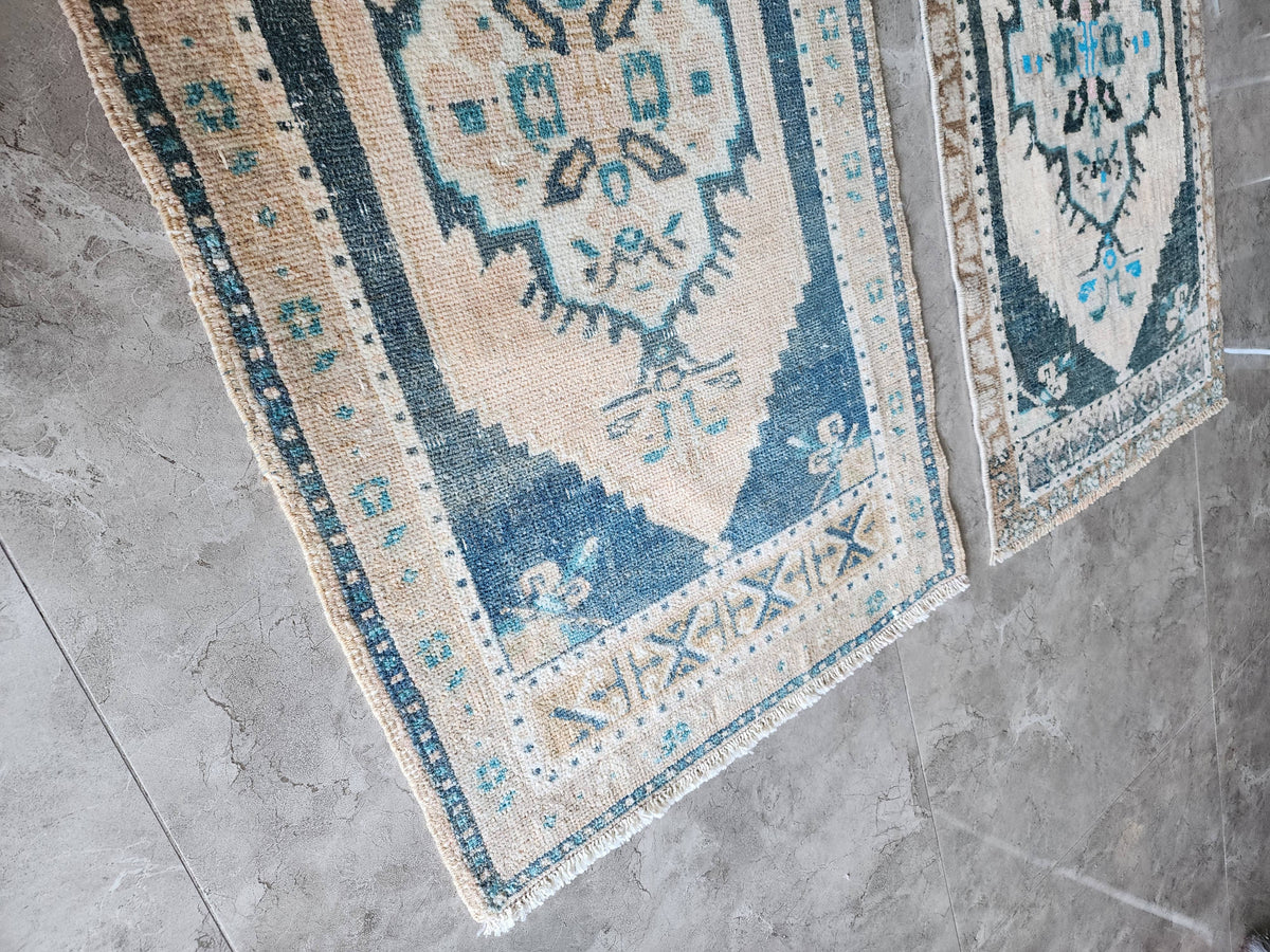Vintage Türk Yastık Halı 2'li Set 51 x 97 cm