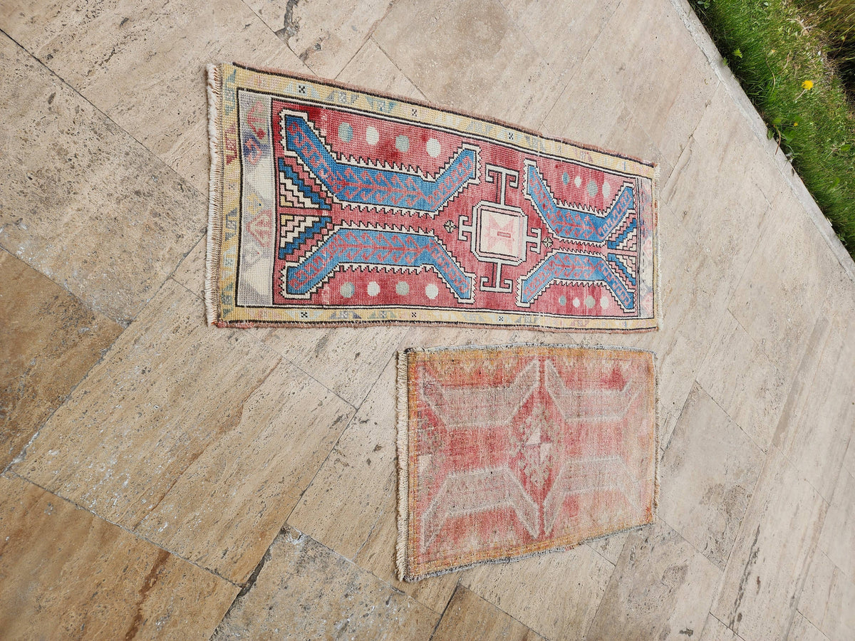 Vintage Türk Yastık Halı 2'li Set 54 x 82 cm
