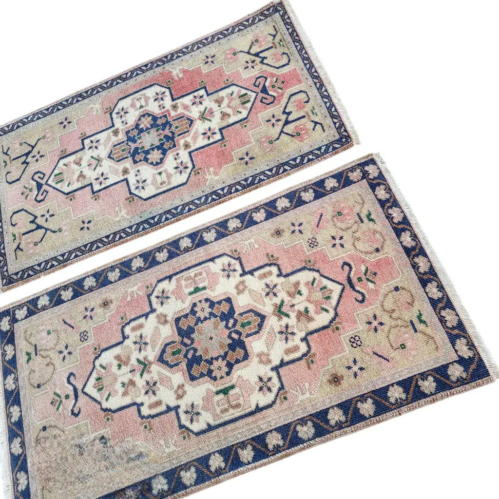 Vintage Türk Yastık Halı 2'li Set 55 x 98 cm