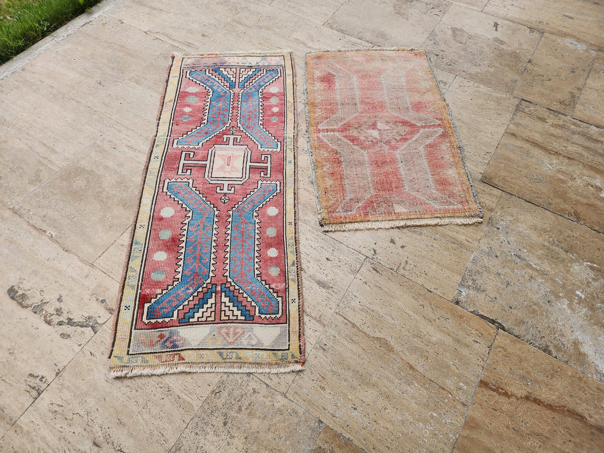 Vintage Türk Yastık Halı 2'li Set 54 x 82 cm