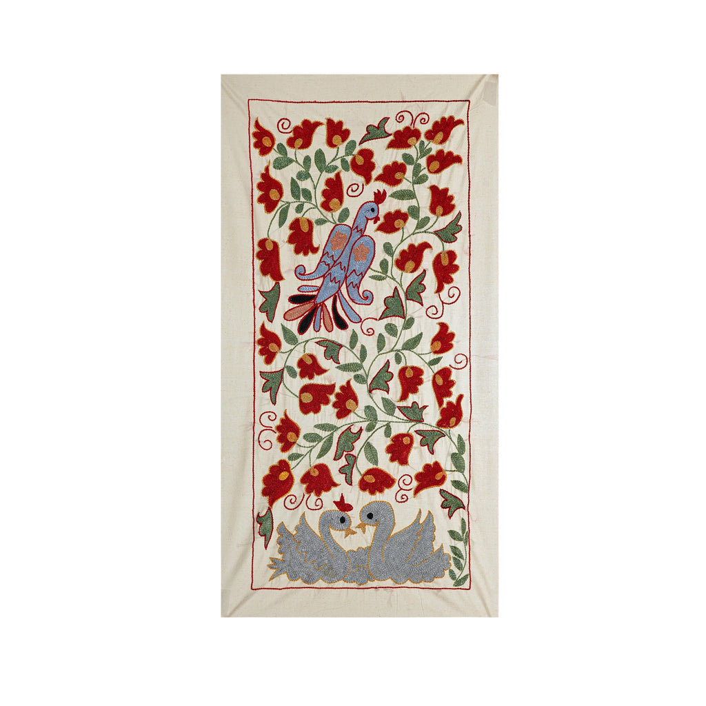 Kuş Desenli Suzani Duvar Örtüsü 50 x 92 cm