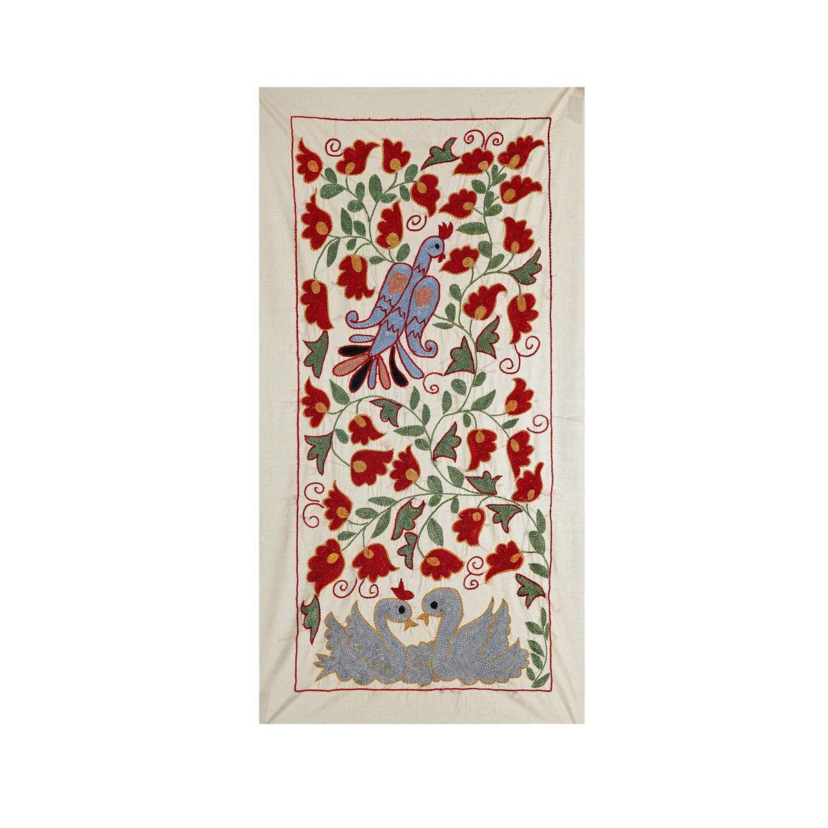 Kuş Desenli Suzani Duvar Örtüsü 50 x 92 cm