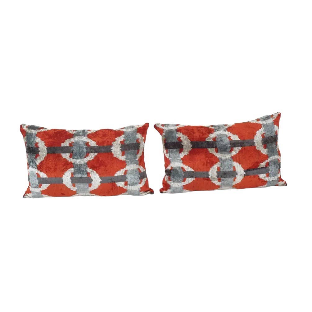 İpek Ikat Kadife Kırlent Kılıfı 40 x 66 cm