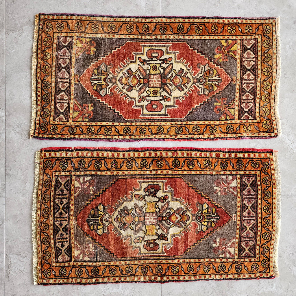 Vintage Uşak Yastık Halı 2'li Set 52 x 93 cm