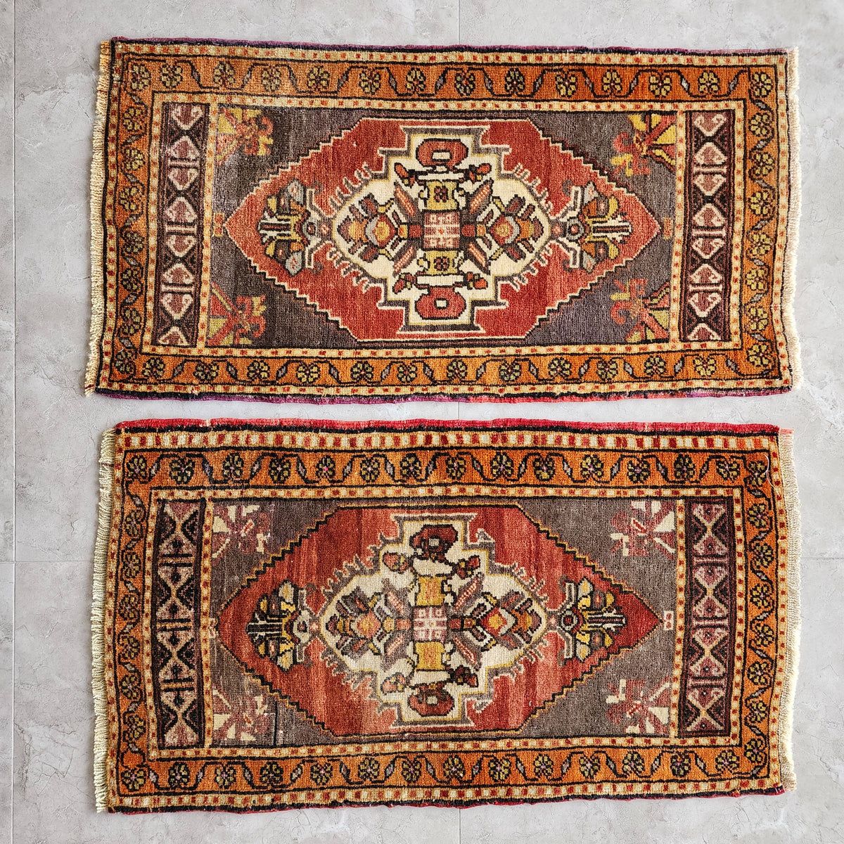 Vintage Uşak Yastık Halı 2'li Set 52 x 93 cm