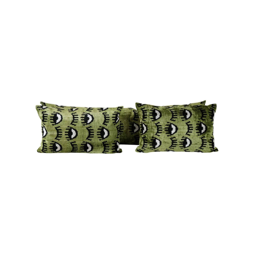 İpek Ikat Kadife Kırlent Kılıfı 3'li Set 40 x 130 cm