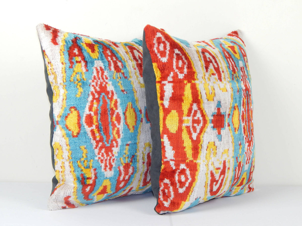 İpek Ikat Kadife Kırlent Kılıfı 2'li Set 40 x 40 cm
