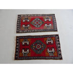 Vintage Türk Yastık Halı 2'li Set 53 x 104 cm