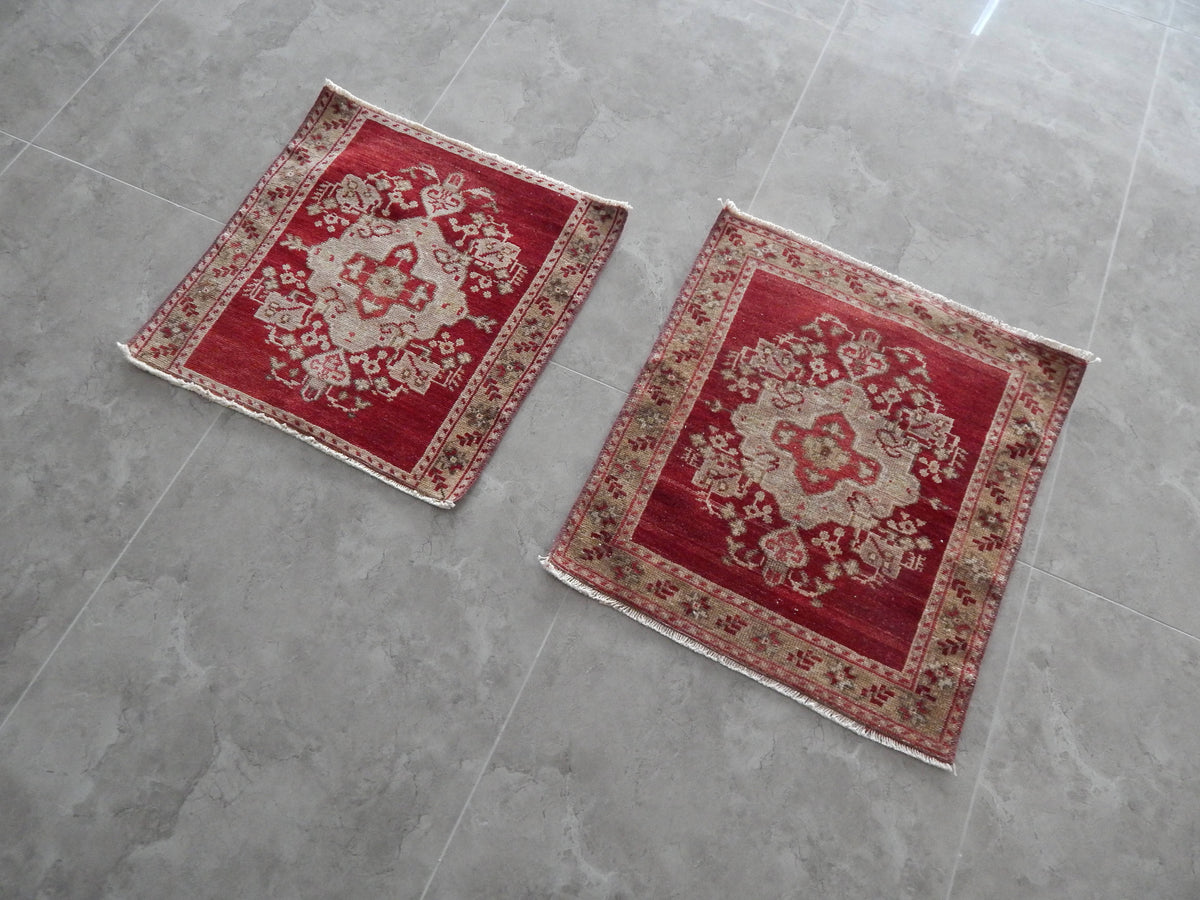 Vintage Türk Yastık Halı 2'li Set 61 x 70 cm