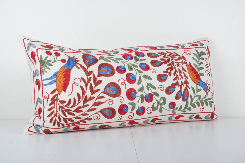 Kuş Desenli Suzani Kırlent Kılıfı 45 x 90 cm