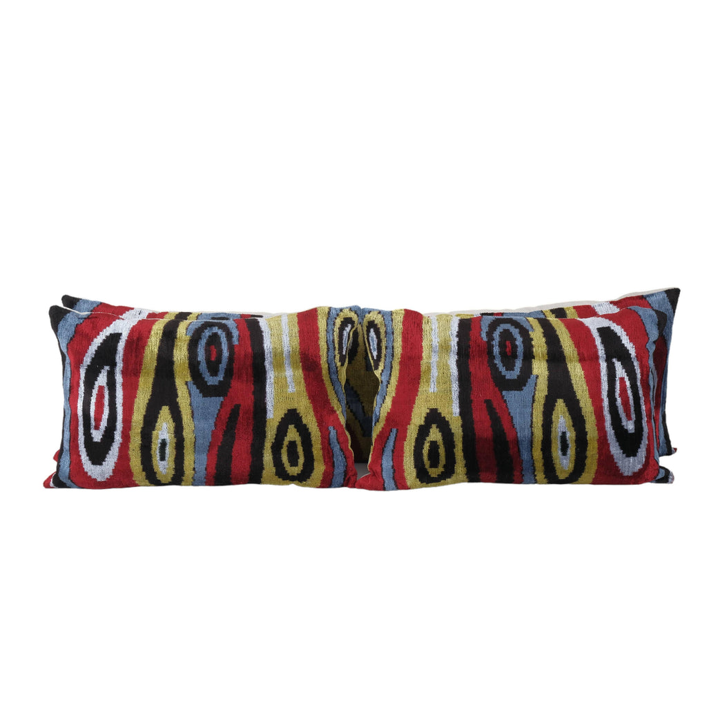 İpek Ikat Kadife Kırlent Kılıfı 3'li Set 40 x 60 cm