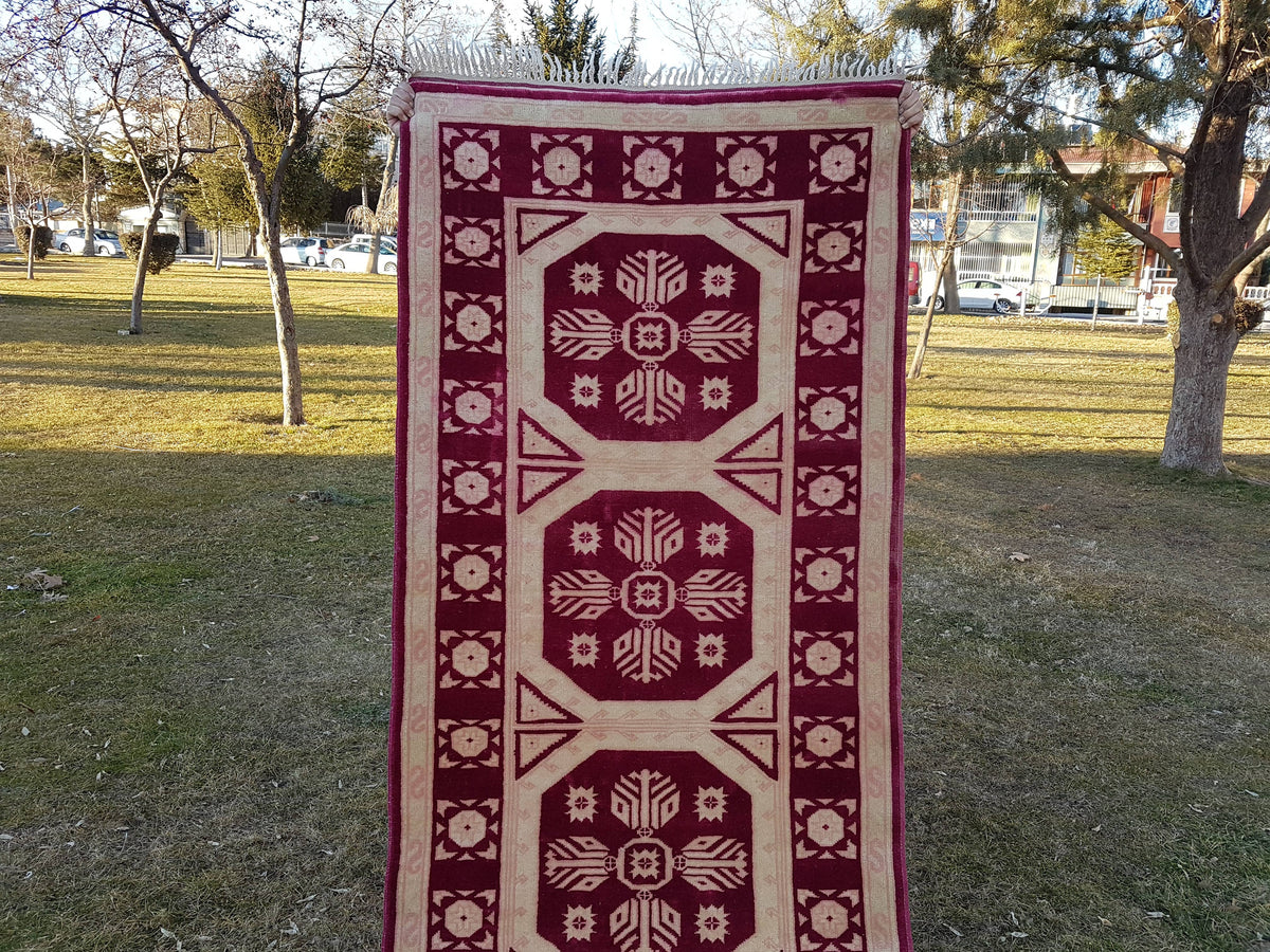Vintage Kürt Halı Yolluk 105 x 372 cm