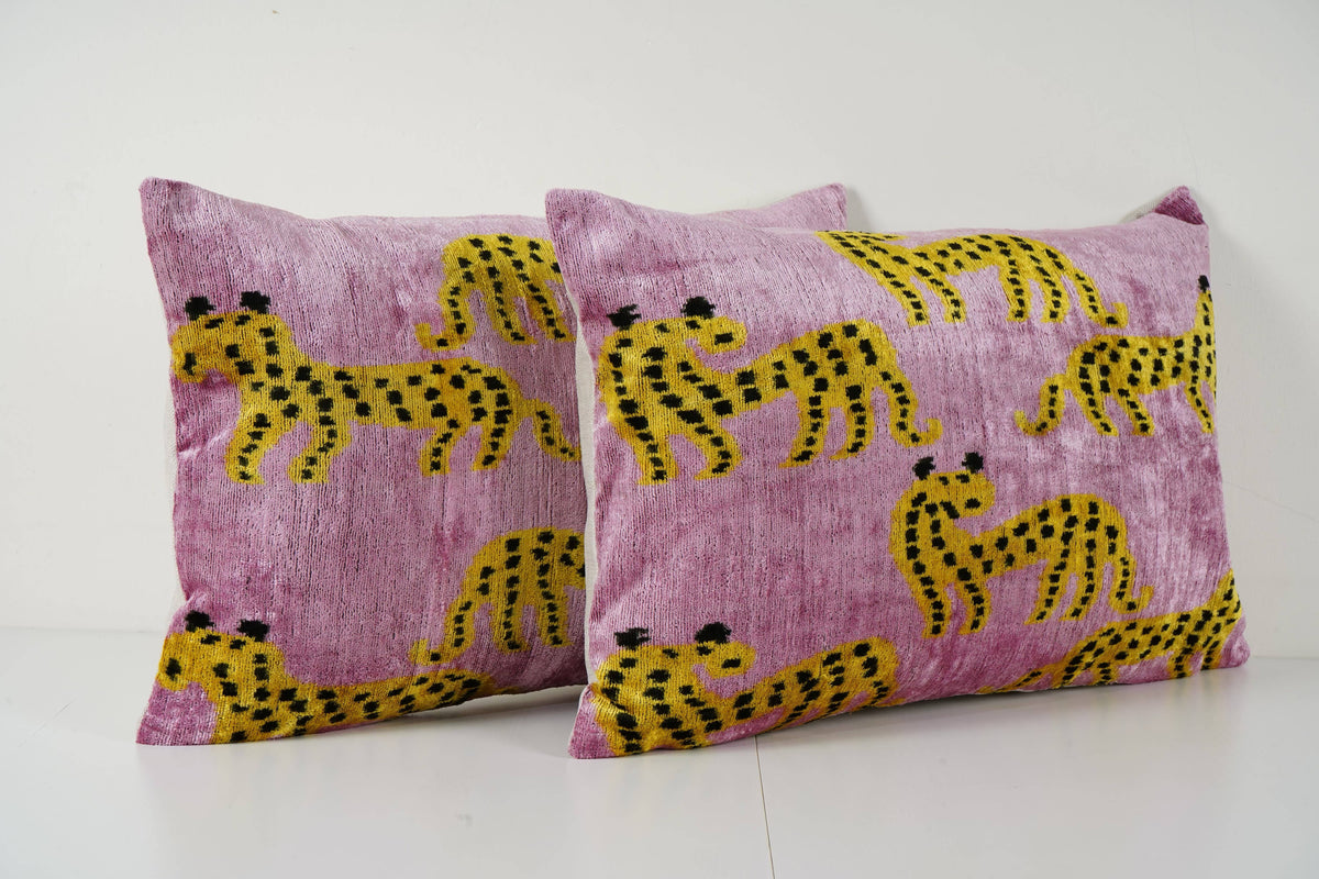 İpek Ikat Kadife Kırlent Kılıfı 40 x 120 cm