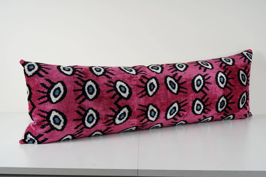 İpek Ikat Kadife Kırlent Kılıfı 2'li Set 40 x 120 cm