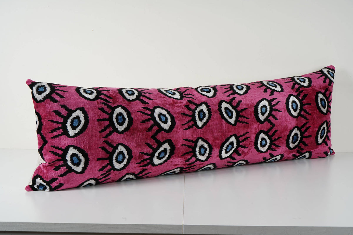 İpek Ikat Kadife Kırlent Kılıfı 2'li Set 40 x 120 cm