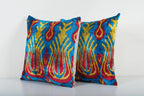 İpek Ikat Kadife Kırlent Kılıfı 2'li Set 51 x 51 cm
