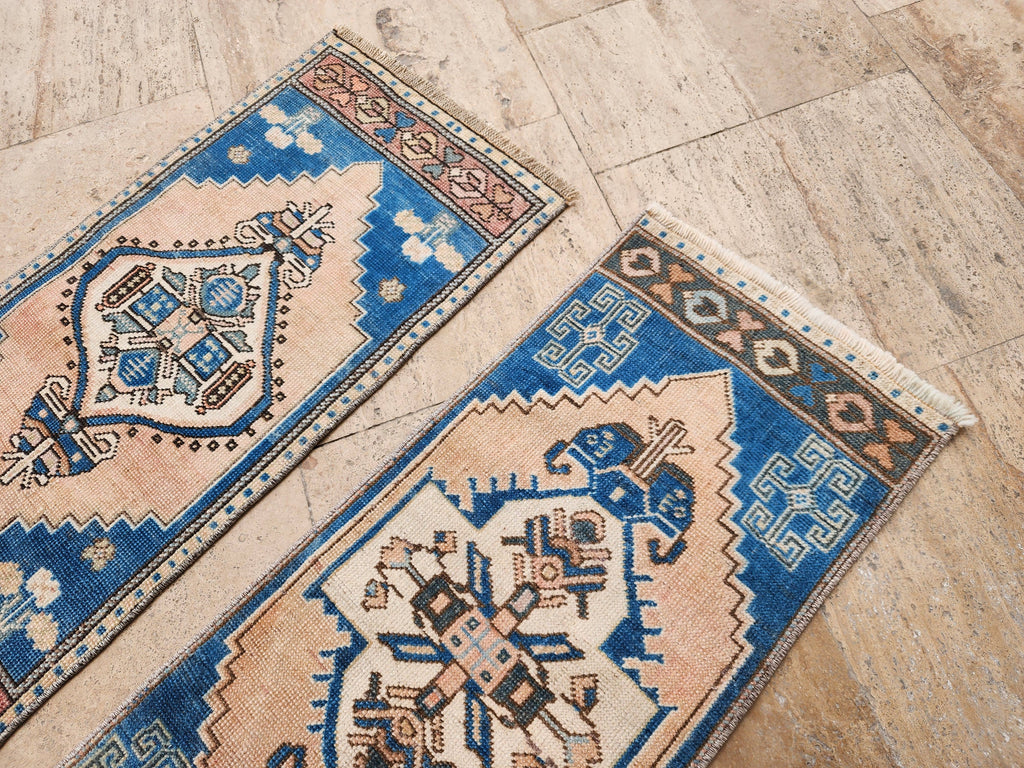 Vintage Türk Yastık Halı 2'li Set 43 x 99 cm