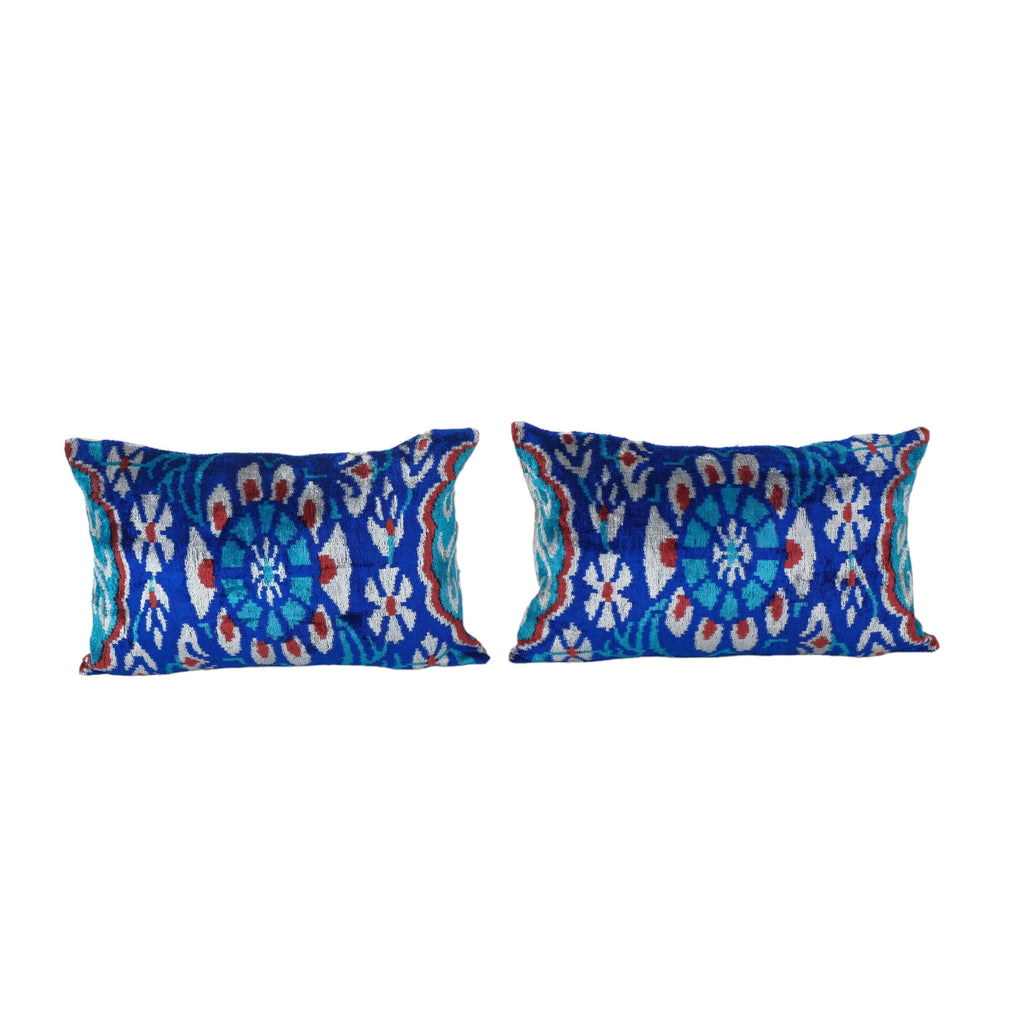İpek Ikat Kadife Kırlent Kılıfı 2'li Set 40 x 120 cm