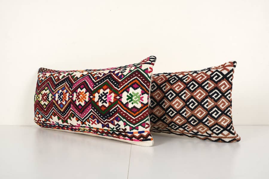 Kilim Kırlent Kılıfı 2'li Set 25 x 61 cm