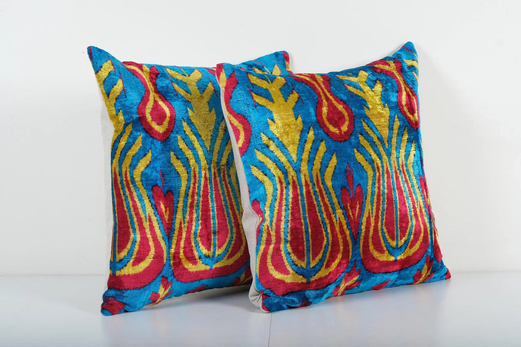 İpek Ikat Kadife Kırlent Kılıfı 51 x 51 cm