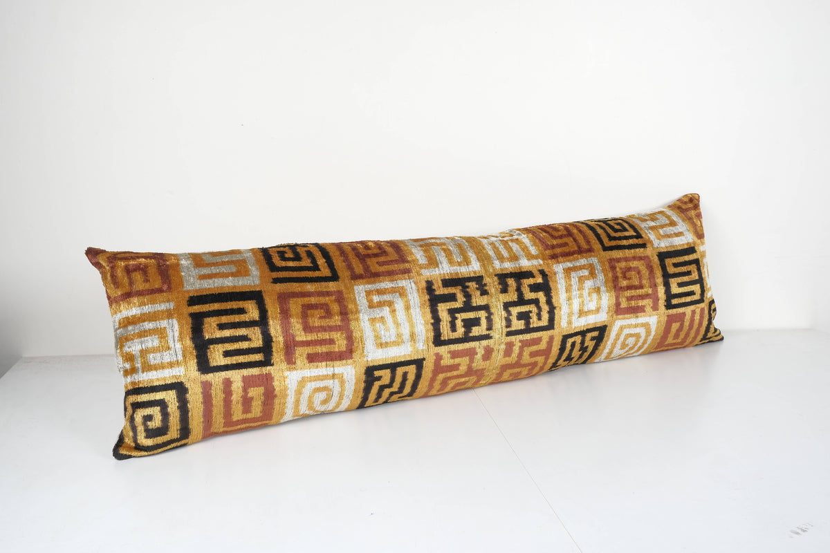 İpek Ikat Kadife Kırlent Kılıfı 2'li Set 36 x 130 cm
