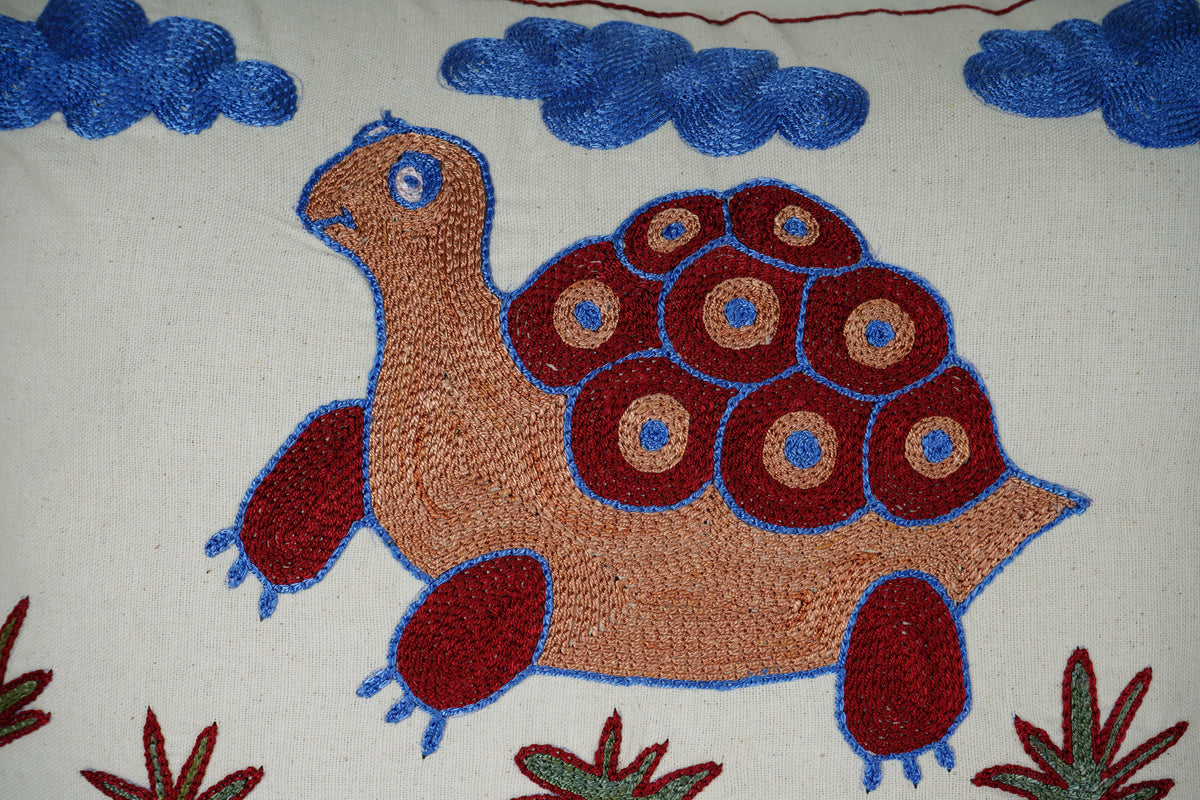 Kaplumbağa Desenli Suzani Kırlent Kılıfı 2'li Set 47 x 50 cm