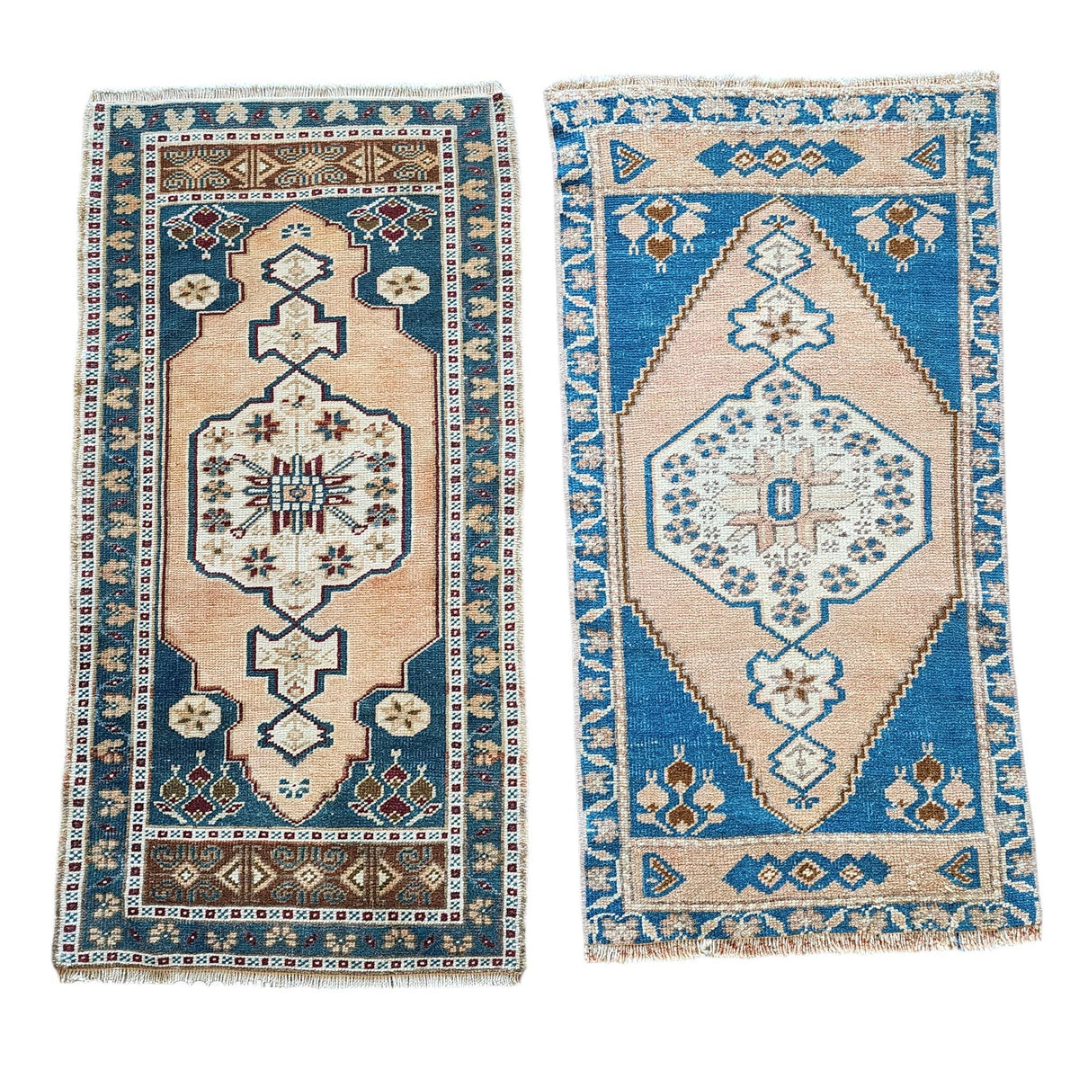 Vintage Türk Yastık Halı 2'li Set 56 x 106 cm