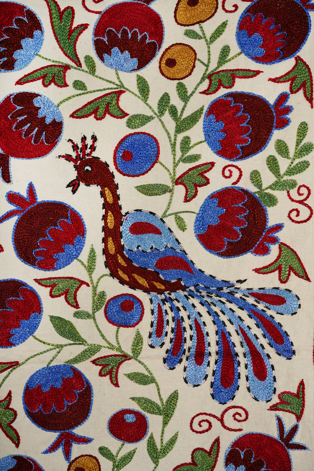Tavus Kuşu Desenli Suzani Duvar Örtüsü 50 x 92 cm