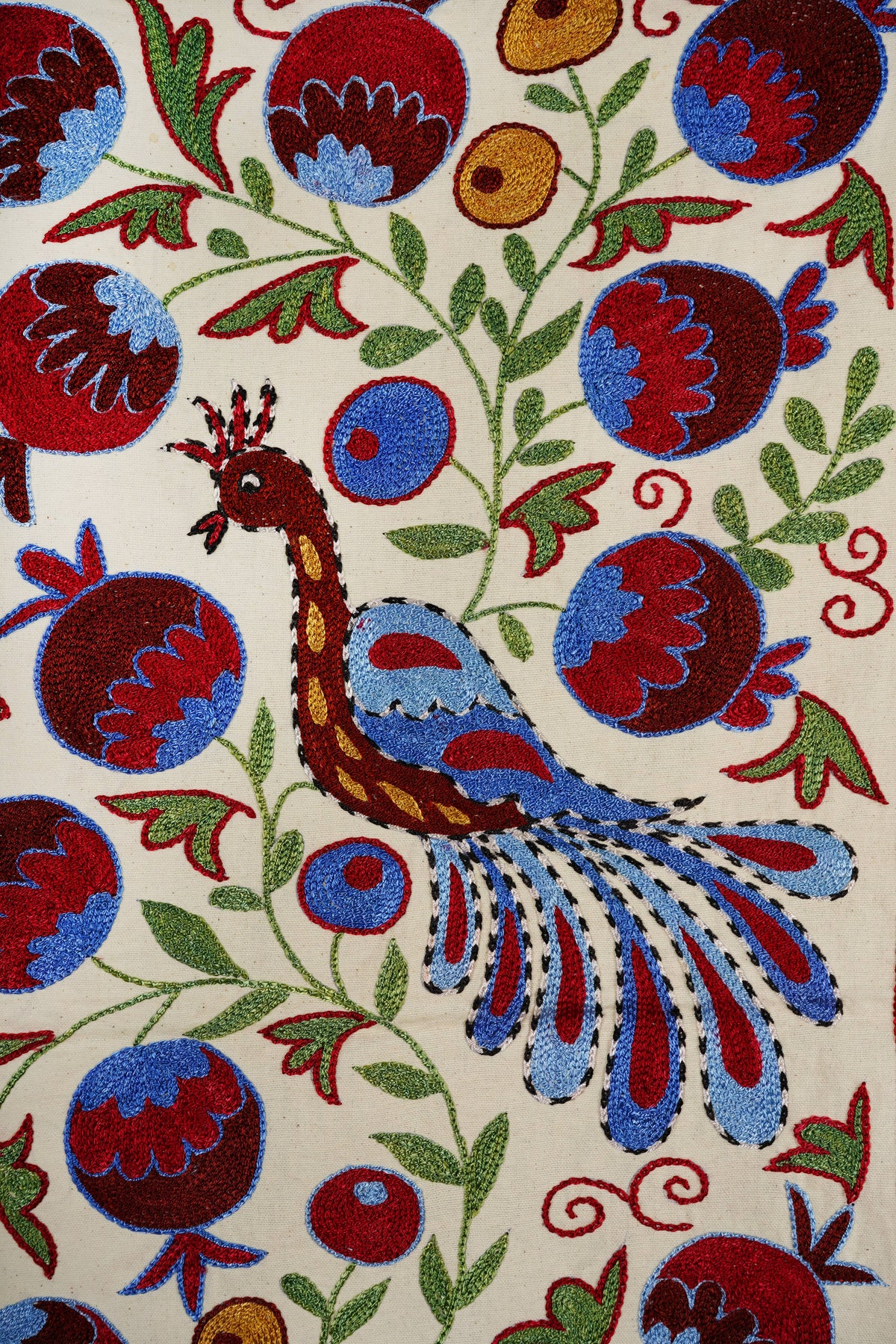 Tavus Kuşu Desenli Suzani Duvar Örtüsü 50 x 92 cm