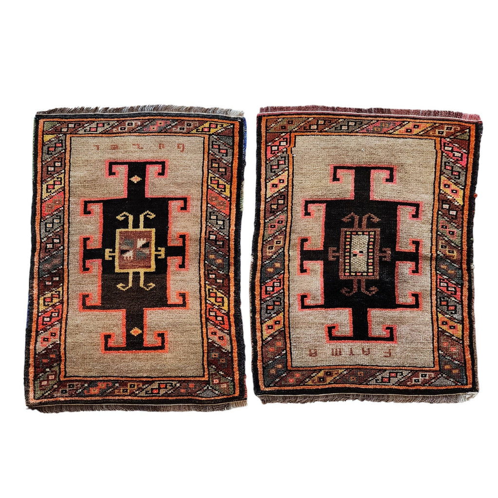 Vintage Uşak Yastık Halı 2'li Set 57 x 78 cm