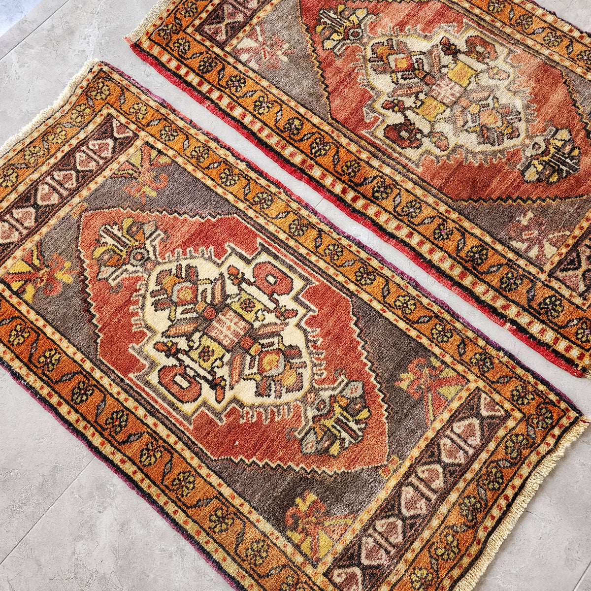 Vintage Uşak Yastık Halı 2'li Set 52 x 93 cm