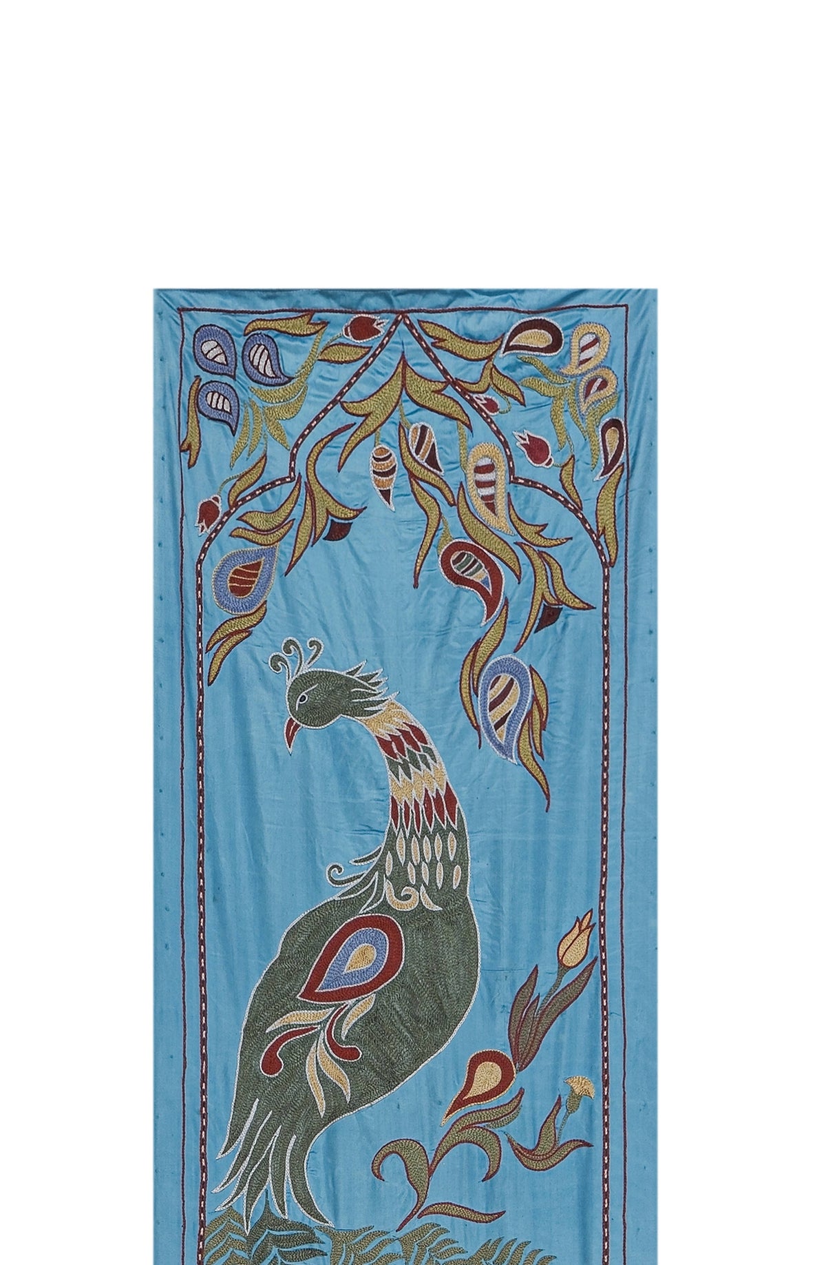 Tavus Kuşu Desenli Suzani Duvar Örtüsü 53 x 187 cm