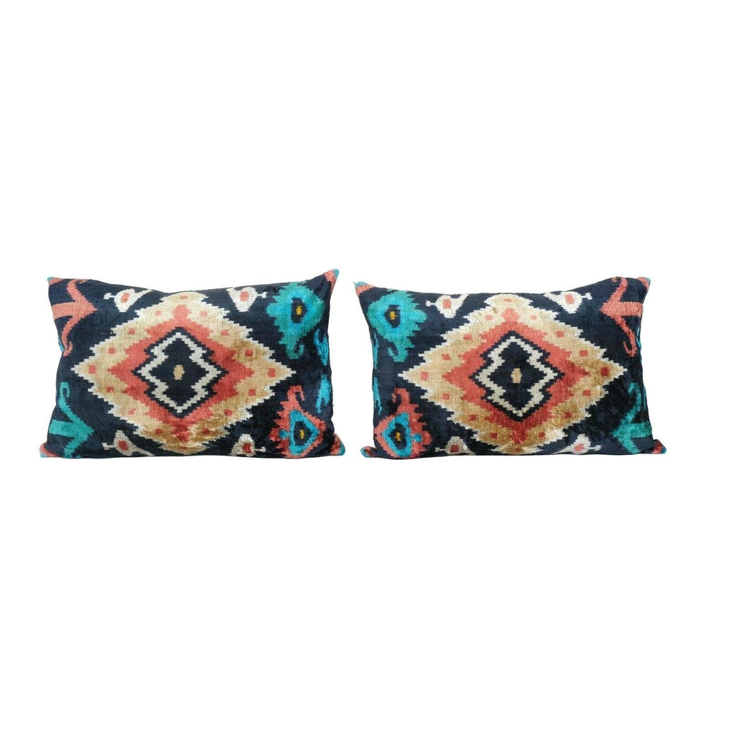 İpek Ikat Kadife Kırlent Kılıfı 40 x 60 cm