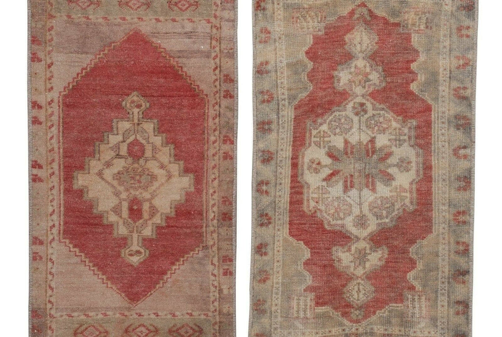 Vintage Türk Yastık Halı 2'li Set 43 x 89 cm
