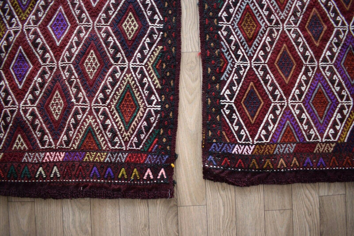 Vintage Kilim Yastık Halı 2'li Set 55 x 105 cm