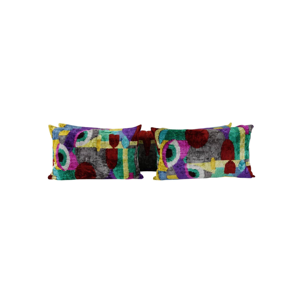 İpek Ikat Kadife Kırlent Kılıfı 3'li Set 40 x 60 cm