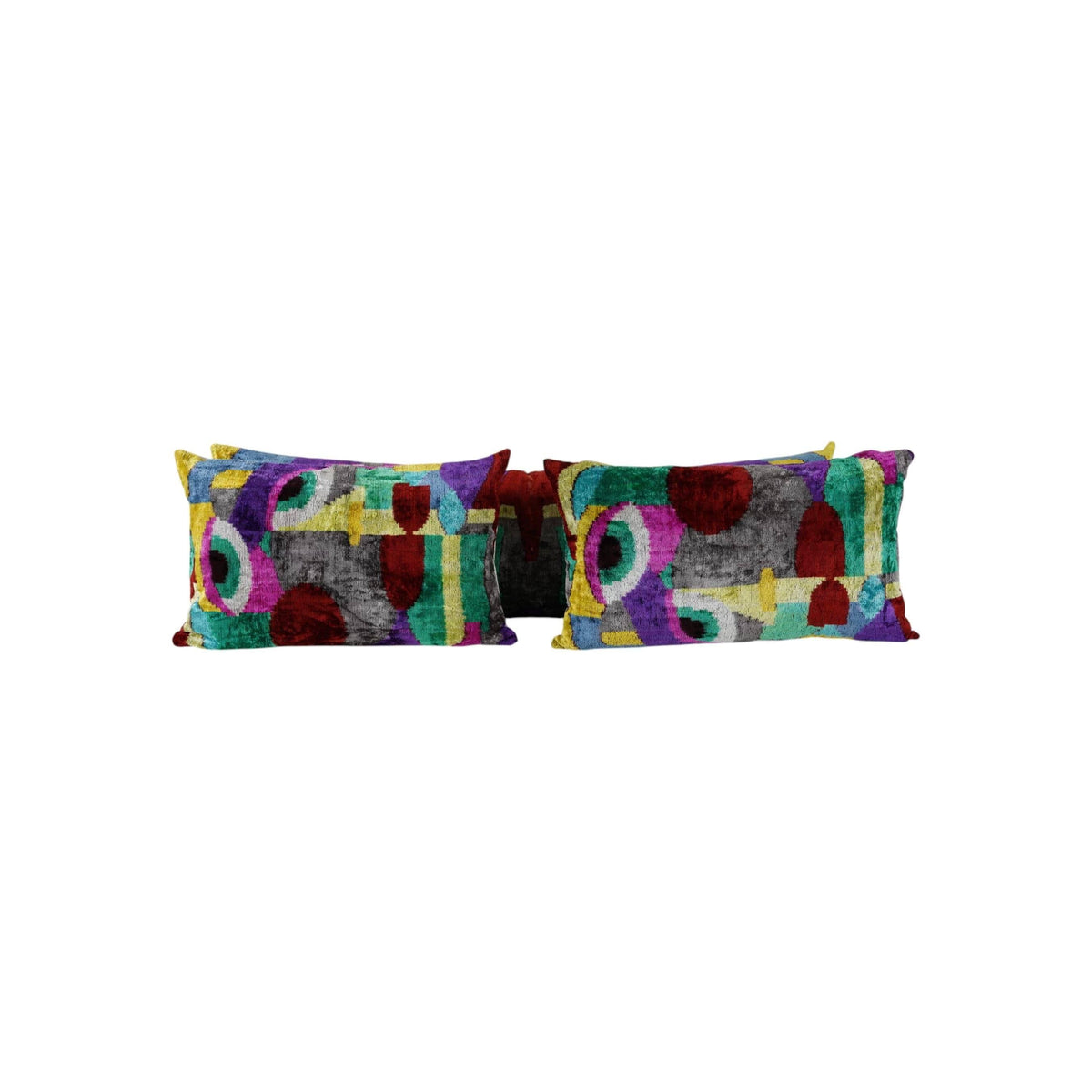İpek Ikat Kadife Kırlent Kılıfı 3'li Set 40 x 60 cm
