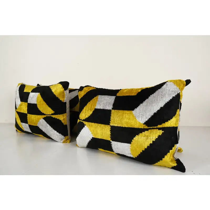 İpek Ikat Kadife Kırlent Kılıfı 2'li Set 40 x 60 cm
