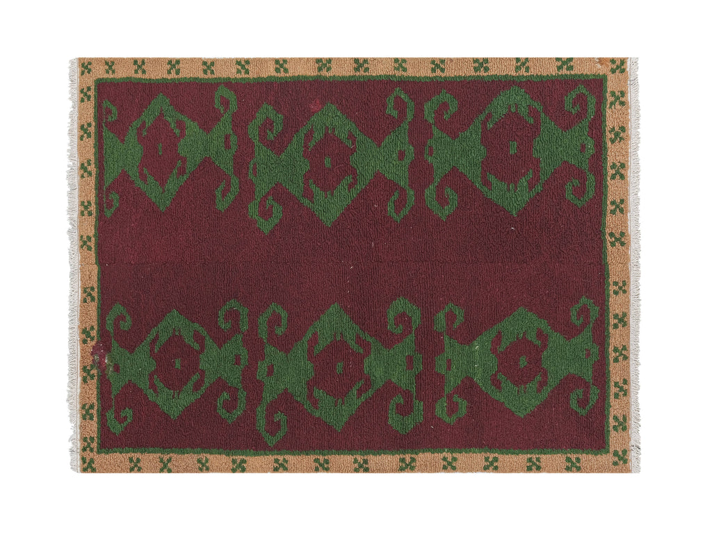 Vintage Türk Damalı Tulu Halı 121 x 156 cm