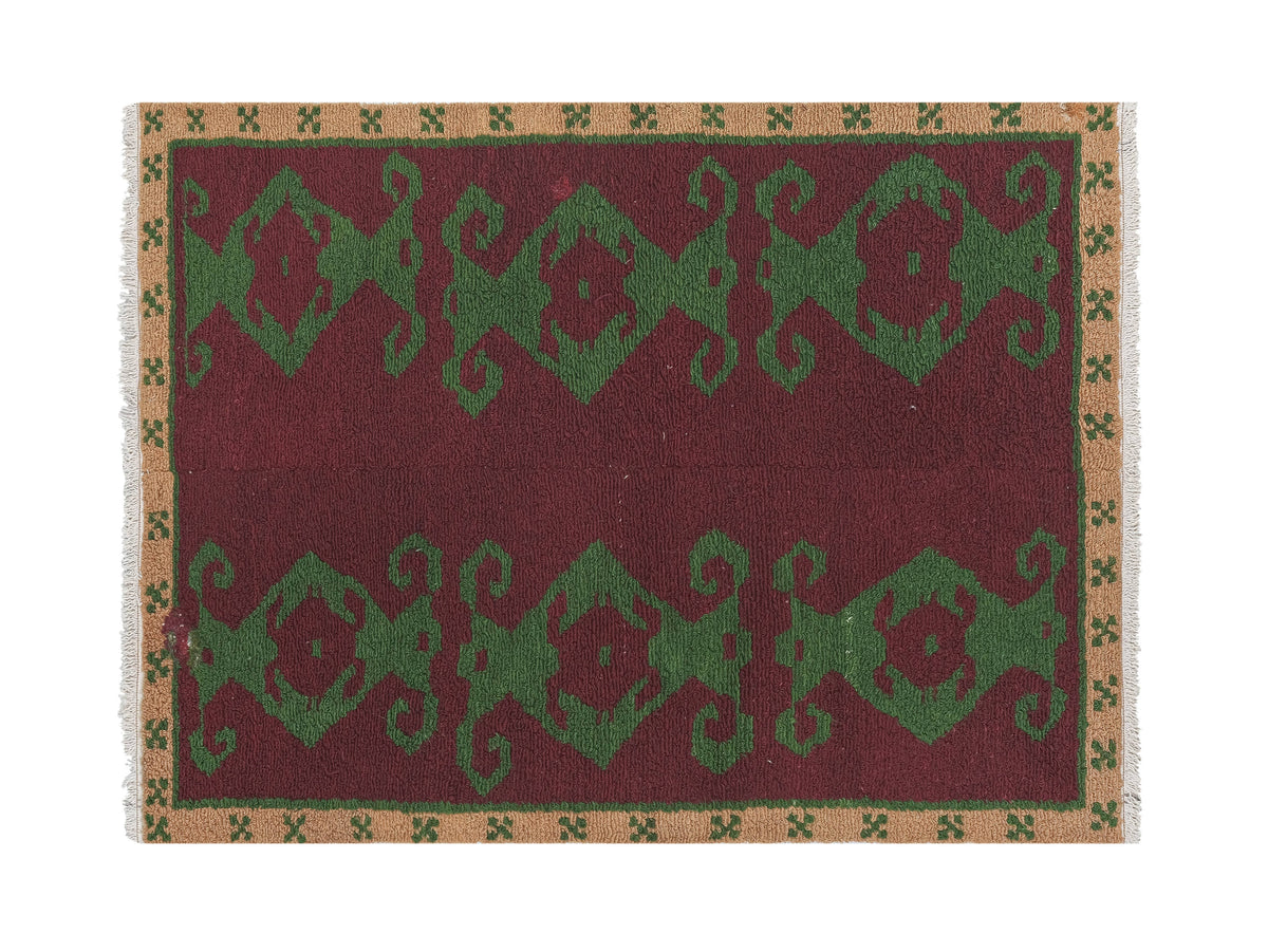 Vintage Türk Damalı Tulu Halı 121 x 156 cm