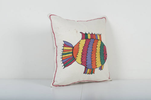 Balık Desenli Suzani Kırlent Kılıfı 46 x 47 cm