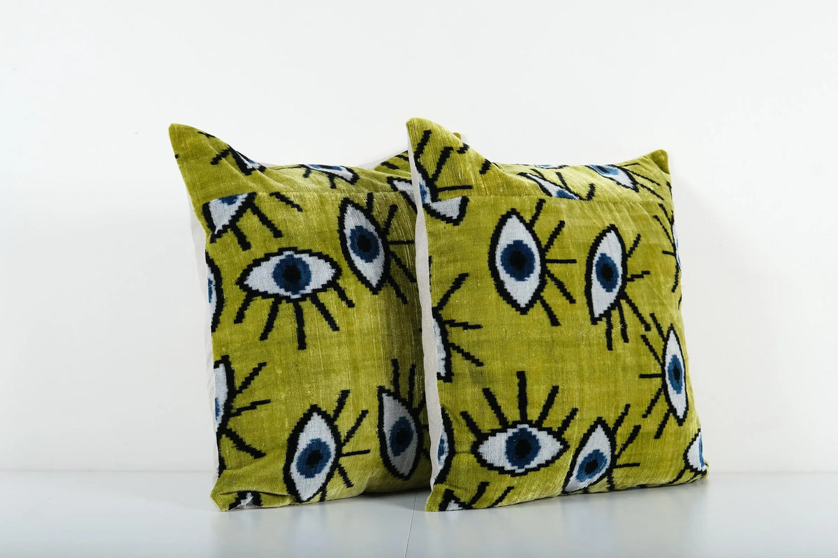 İpek Ikat Kadife Kırlent Kılıfı 2'li Set 51 x 51 cm
