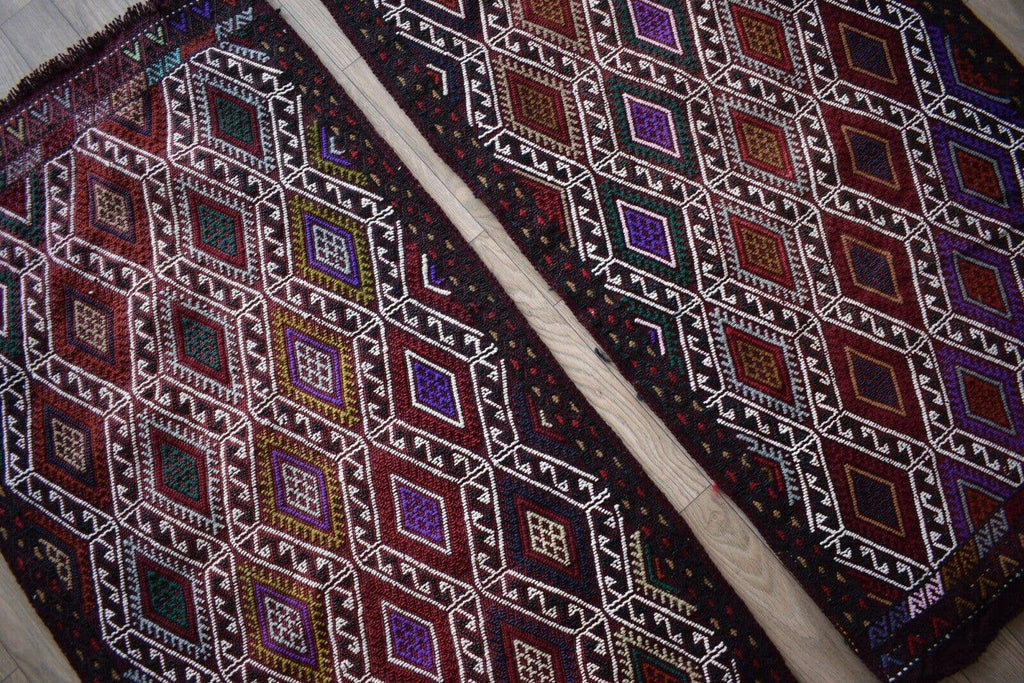 Vintage Kilim Yastık Halı 2'li Set 55 x 105 cm