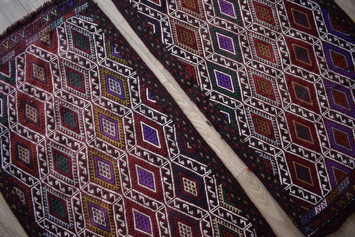 Vintage Kilim Yastık Halı 2'li Set 55 x 105 cm