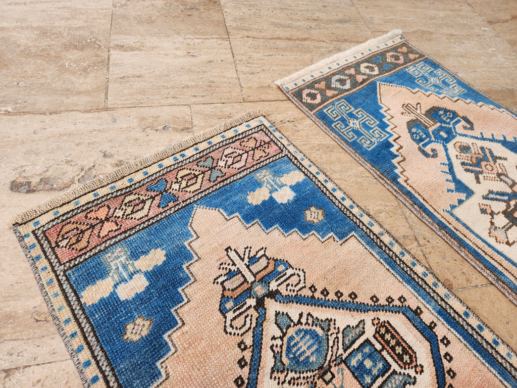 Vintage Türk Yastık Halı 2'li Set 43 x 99 cm
