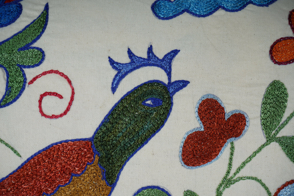 Kuş Desenli Suzani Kırlent Kılıfı 40 x 85 cm